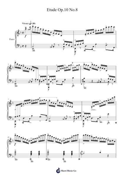 Étude Op. 10, No. 8 in F Major Sheet Music by Frédéric Chopin-Arr.Upving
