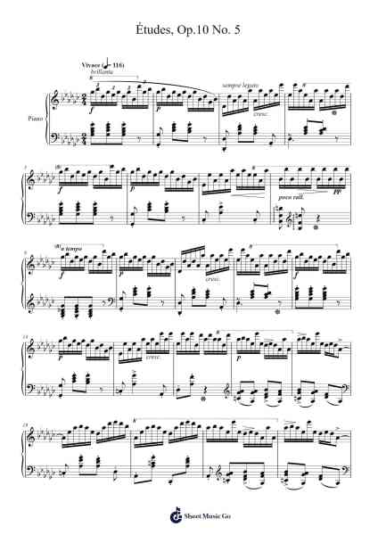 Étude in G-flat Major, Op. 10, No. 5 Sheet Music by Frédéric Chopin-Arr.Hornwald