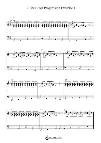 12 Bar Blues Progression Exercise 1 Sheet Music by Andrew D. Gordon-Arr.Leeles Stoweser