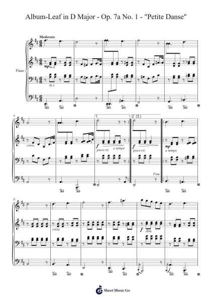 Album-Leaf in D Major - Op. 7a No. 1 - "Petite Danse" Sheet Music by Joseph Xie-Arr.Quingar
