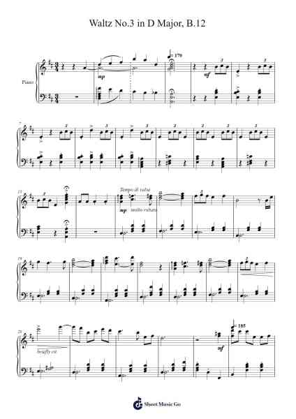 Waltz No. 3 in D Major, B. 12 Sheet Music by Pricerhys-Arr.Kingred