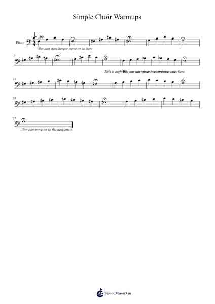 Simple Choir Warmups Sheet Music by dreamyliyu-Arr.O'Cakeats Leofunk