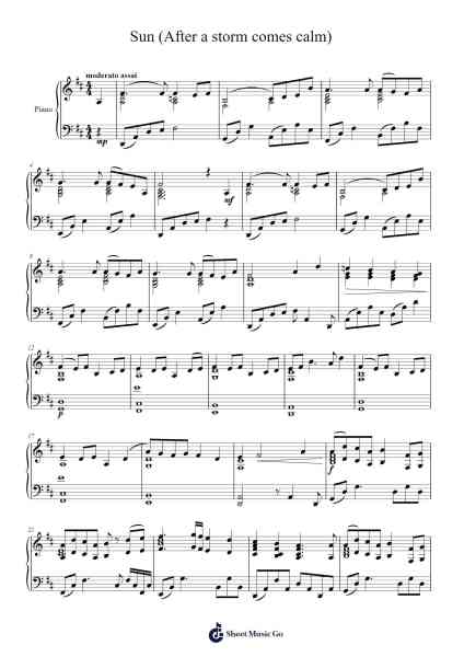 Sun (After a storm comes calm) Sheet Music by Kouki Yamaguchi-Arr.Linee Bushsopp