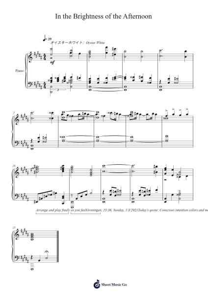In the Brightness of the Afternoon Sheet Music by Toursbur-Arr.Felgrace