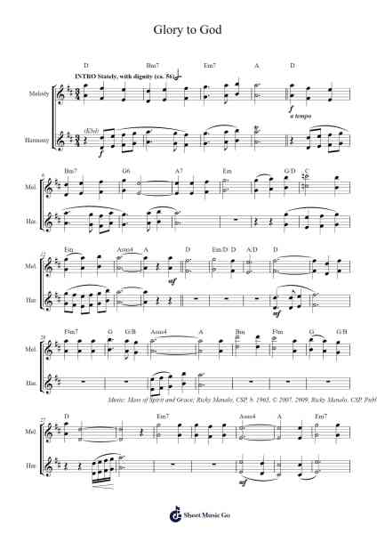 Glory to God Sheet Music by CSP Ricky Manalo-Arr.Huce Earlville