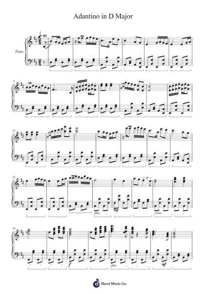 Adantino in D Major Sheet Music by luukaswigeliu-Arr.Maugvia Browninglogg