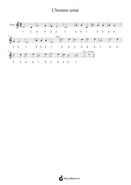 L'homme armé Sheet Music by -Arr.Garfer Adexe