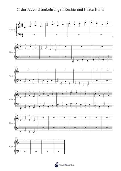 C-dur Akkord umkehrungen Rechte und Linke Hand Sheet Music by Simon Schatschneider-Arr.Borgtle