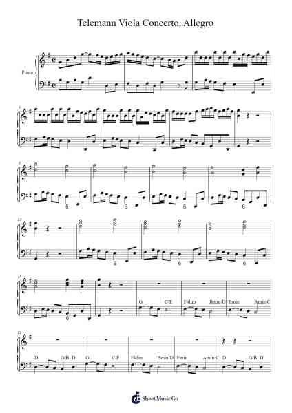Viola Concerto in G Major, TWV 51:G9: IV. Allegro Sheet Music by Georg Philipp Telemann-Arr.Rusden