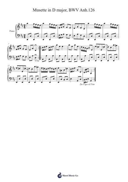 Musette in D Major, BWV Anh. 126 Sheet Music by Johann Sebastian Bach-Arr.Pocent