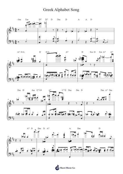Greek Alphabet Song Sheet Music by Unknown author-Arr.Feleste Johnren