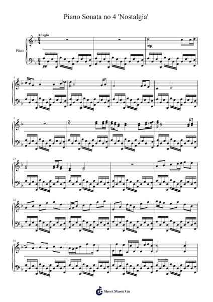 Piano Sonata no 4 'Nostalgia' Sheet Music by JCS/TAB-Arr.Jesine
