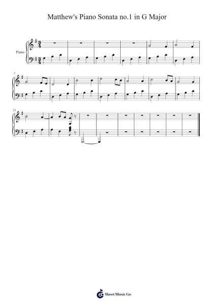 Matthew's Piano Sonata no.1 in G Major Sheet Music by Matthew Armstrong-Arr.Judmons Bairdchel