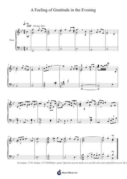 A Feeling of Gratitude in the Evening Notas de música por Faithelip-Arr.Matlas