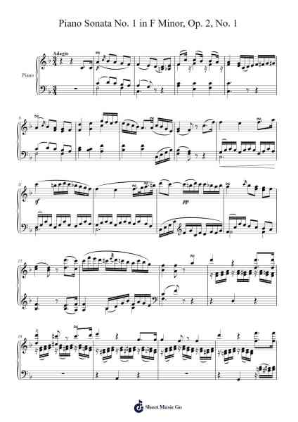 Piano Sonata No. 1 in F Minor, Op. 2, No. 1 Sheet Music by Ludwig van Beethoven-Arr.Sainsthea Flind