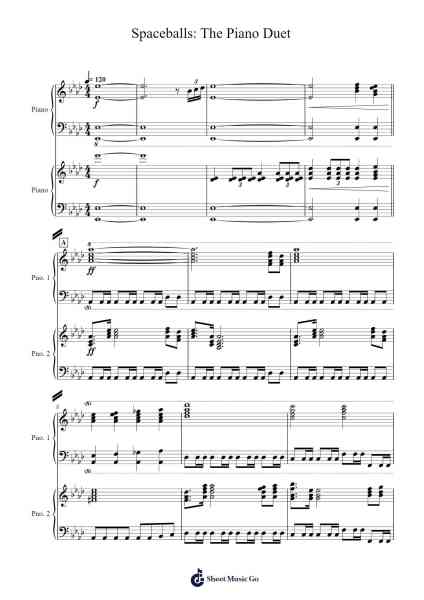 Spaceballs: The Piano Duet Sheet Music by John Morris-Arr.Larlice Hewphil