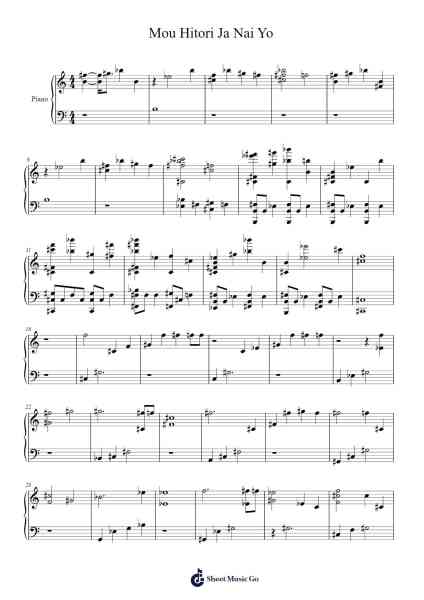 Mou Hitori Ja Nai Yo Sheet Music by -Arr.Simpbrown