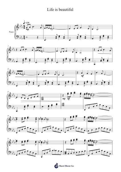 Life is beautiful Sheet Music by Masao Aichi-Arr.Tomholt Sharpvans