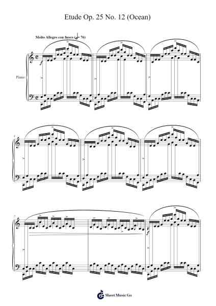 Étude Op. 25 No. 12 in C Minor "Ocean" Sheet Music by Frédéric Chopin-Arr.Viten Sun