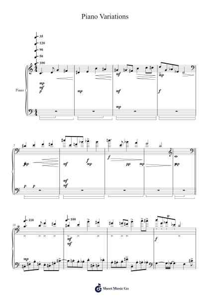 Piano Variations Sheet Music by Mykolas Treščenkinas-Arr.Oglet Kitcke