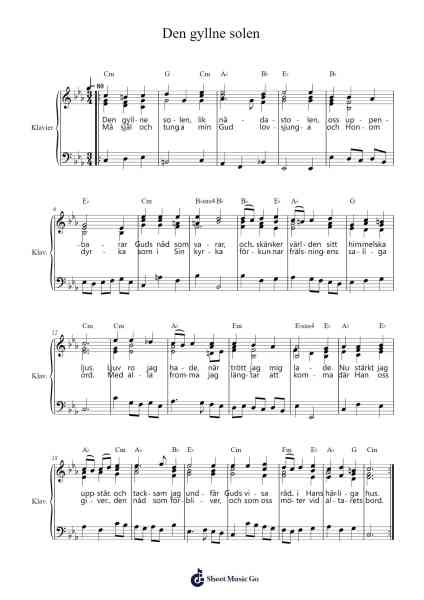 Den gyllne solen Sheet Music by Johann Sebastian Bach-Arr.Toddgail