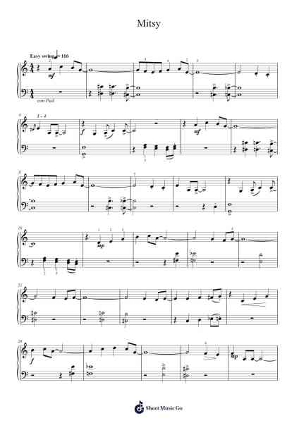 Mitsy Sheet Music by Pam Wedgwood-Arr.Derwy Joylogg