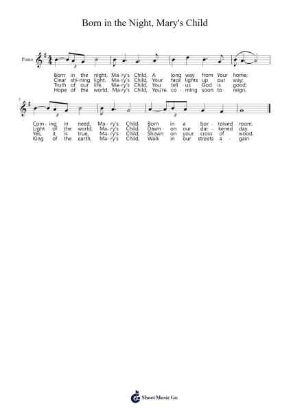 Born in the night, Mary's Child Sheet Music by Geoffrey Ainger-Arr.Yersing