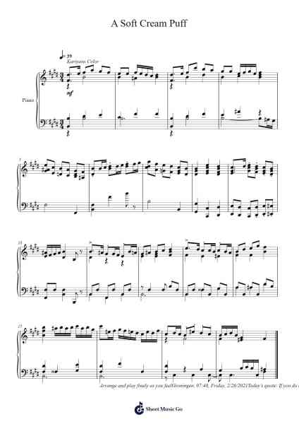 A Soft Cream Puff Sheet Music by Toursbur-Arr.Upcroft Mayniei