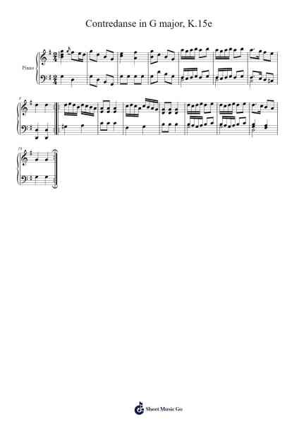 Contredanse in G Major, K. 15e Sheet Music by Wolfgang Amadeus Mozart-Arr.Manssom Pulwylde