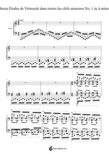 Douze Études de Virtuosité dans toutes les cléfs mineures No. 1 in A minor Sheet Music by Hosil Gracedave-Arr.Inmark Ausbrooke