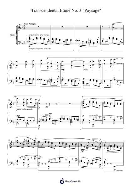 Transcendental Etude No. 3 "Paysage" 樂譜由 Franz Liszt - 編曲 Tice Charsweet