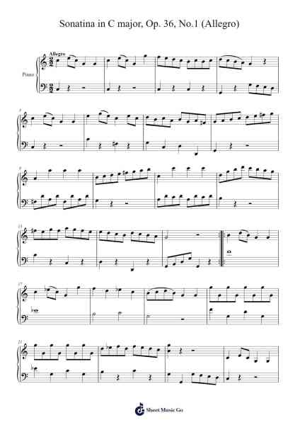 Sonatina in C Major, Op. 36, No. 1: I. Allegro Sheet Music by Muzio Clementi-Arr.Mickbess