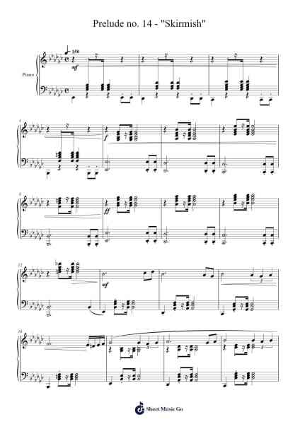 Prelude No. 14 "Skirmish" Sheet Music by musiclover08-Arr.Sumia