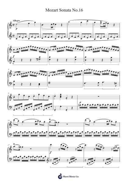 Mozart Sonata No.16 樂譜由 Wolfgang Amadeus Mozart - 編曲 Blybohm