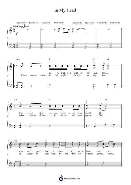 In My Head Sheet Music by Jason Derulo-Arr.Urkuk Joneswat