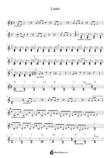 Lento Sheet Music by Julieta Venegas-Arr.Mattvelt
