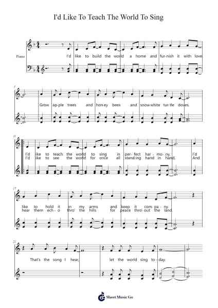I'd Like To Teach The World To Sing Sheet Music by Backdrow-Arr.Kyleyy