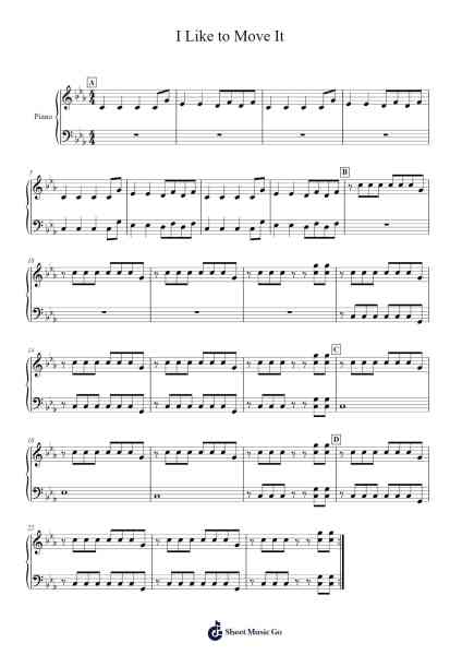 I Like to Move It Sheet Music by Reel 2 Real-Arr.Yuledon