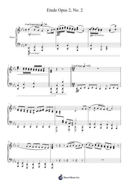 Etude Opus 2, No. 2 Sheet Music by Faithekiel Peabriel-Arr.Buron