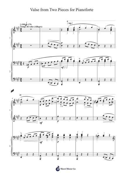 Valse from Two Pieces for Pianoforte Six Hands Sheet Music by Sergei Rachmaninoff-Arr.Lespenn