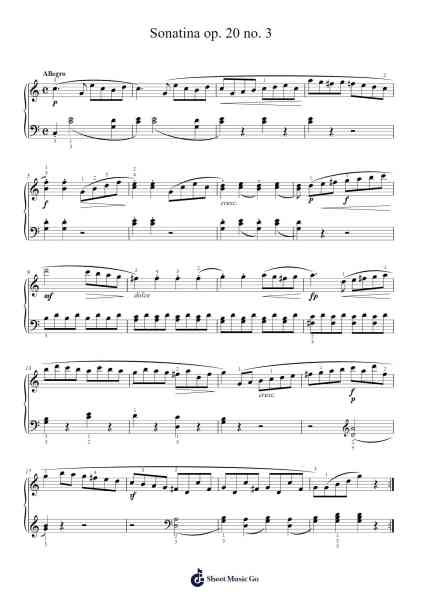 Sonatina Op. 20 No. 3 Sheet Music by Friedrich Kuhlau-Arr.Louiste