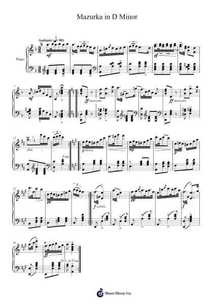 Mazurka in D Minor, SL. 4 Sheet Music by Karol Sołtyk-Arr.Gorliz