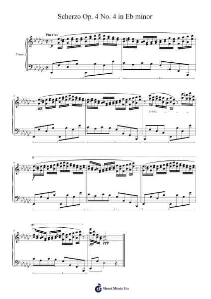 Scherzo Op. 4 No. 4 in Eb minor Sheet Music by 20065364-Arr.Beernoel Oisensharp