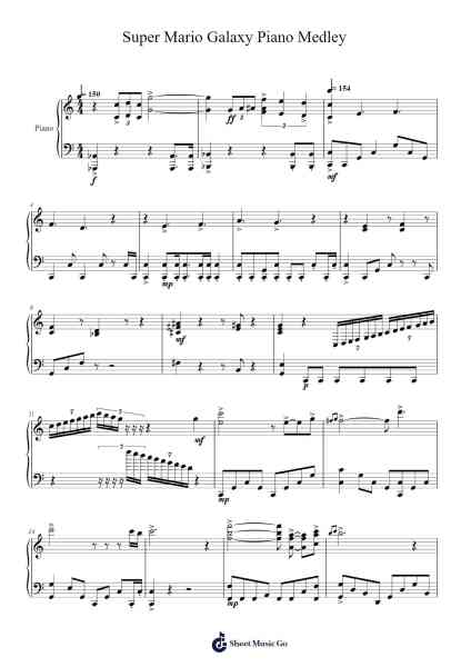 Super Mario Galaxy Piano Medley Sheet Music by Tamcer-Arr.Stilling