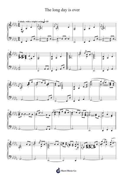 The long day is over Sheet Music by Norah Jones-Arr.Jillcooke Murday