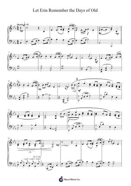 Let Erin Remember the Days of Old Sheet Music by Misc Traditional-Arr.Hootus