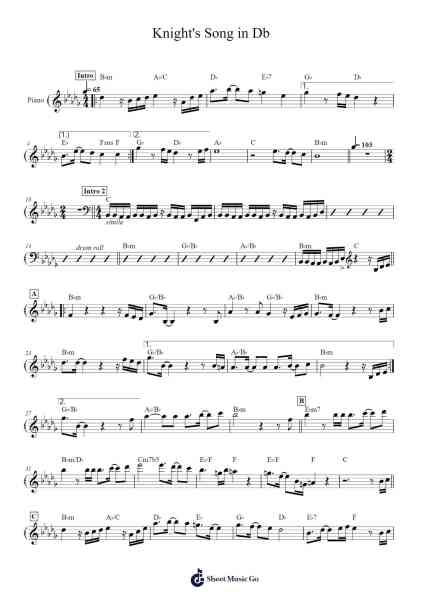 Knight's Song in Db Sheet Music by T-Square-Arr.Blabott