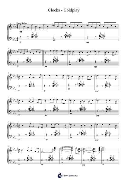 Clocks - Coldplay Sheet Music by Coldplay-Arr.Ellyle Hunrhys