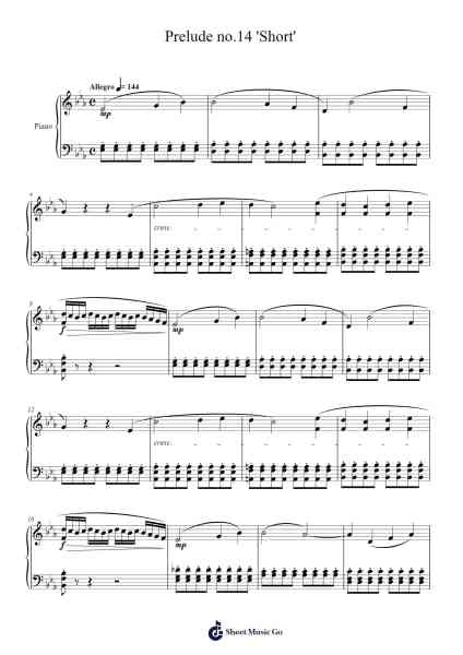 Prelude no.14 'Short' Sheet Music by 신비-Arr.Sijeff