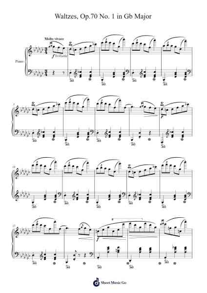 Waltz in G-flat Major, Op. 70, No. 1 Sheet Music by Frédéric Chopin-Arr.Hegil Claireglan